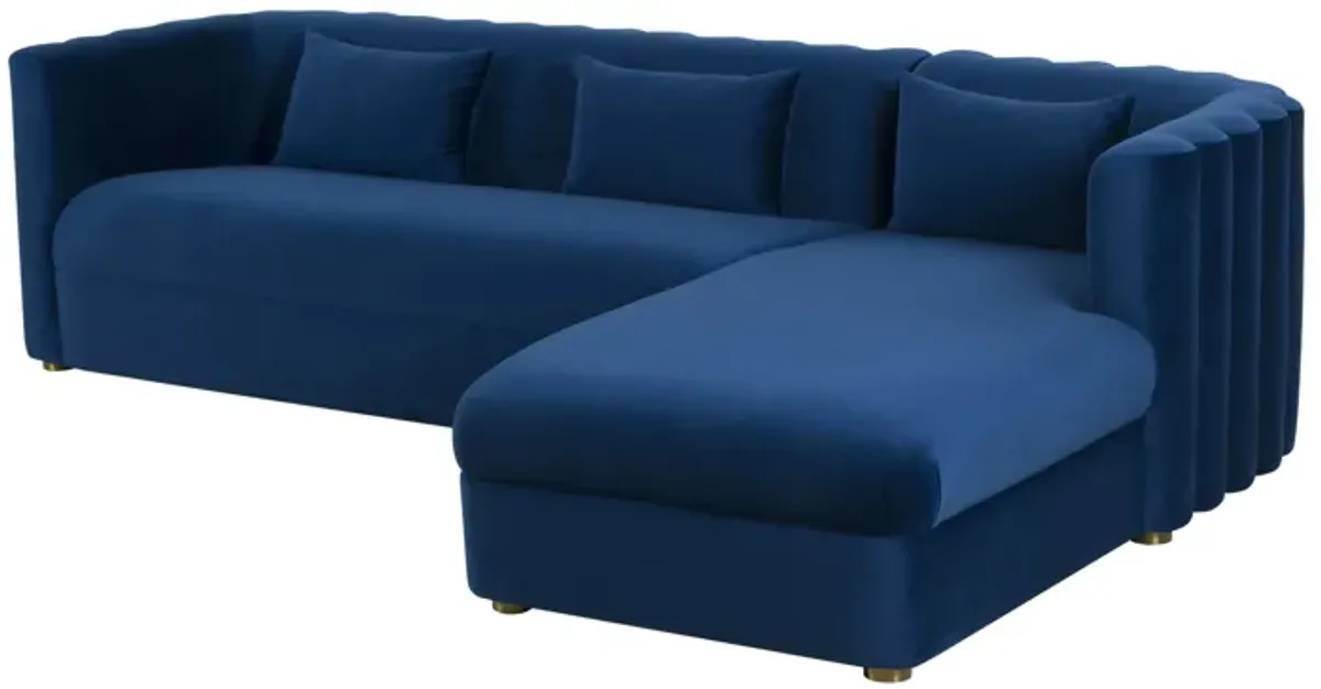 Callie Navy Velvet Sectional - Right Arm