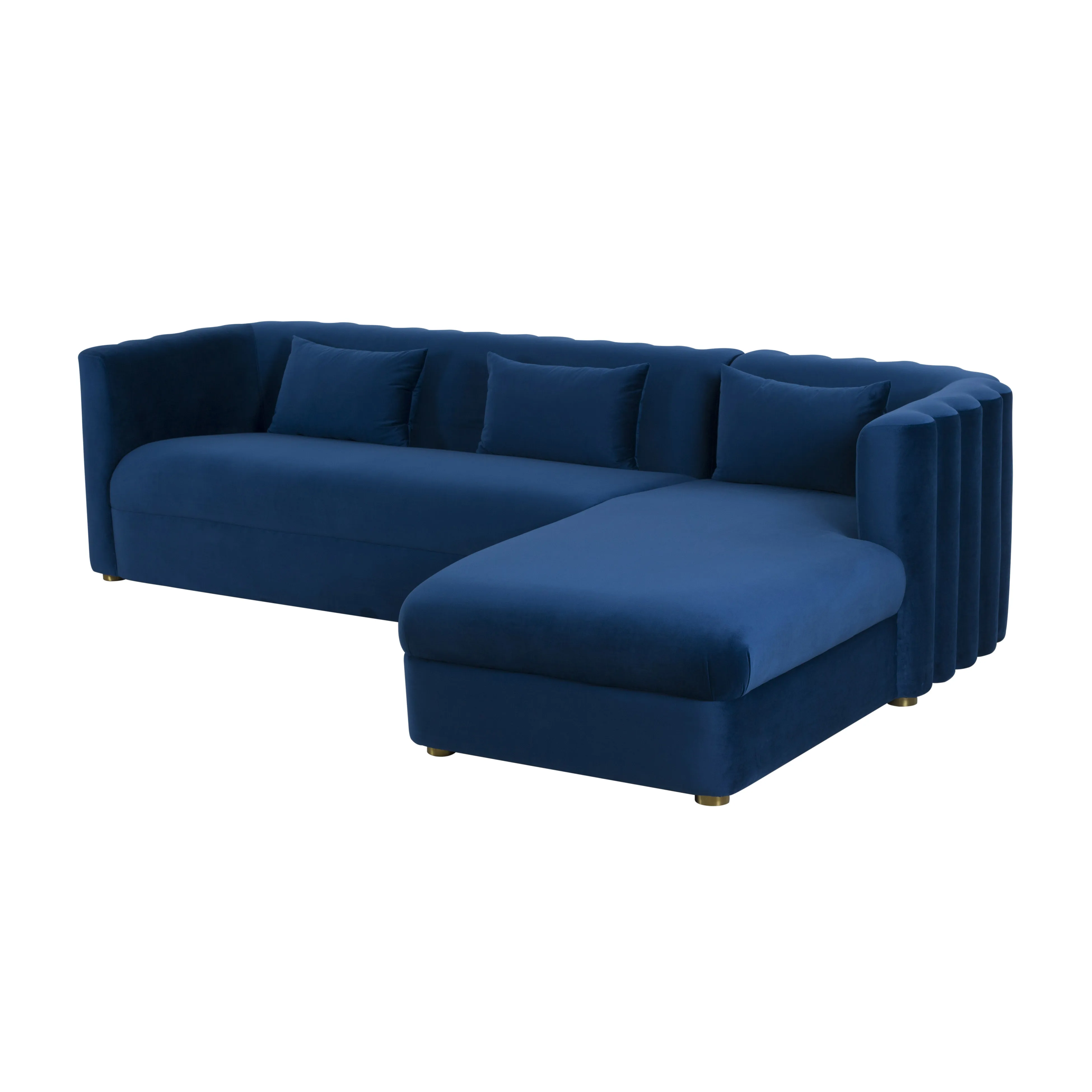 Callie Navy Velvet Sectional - Right Arm