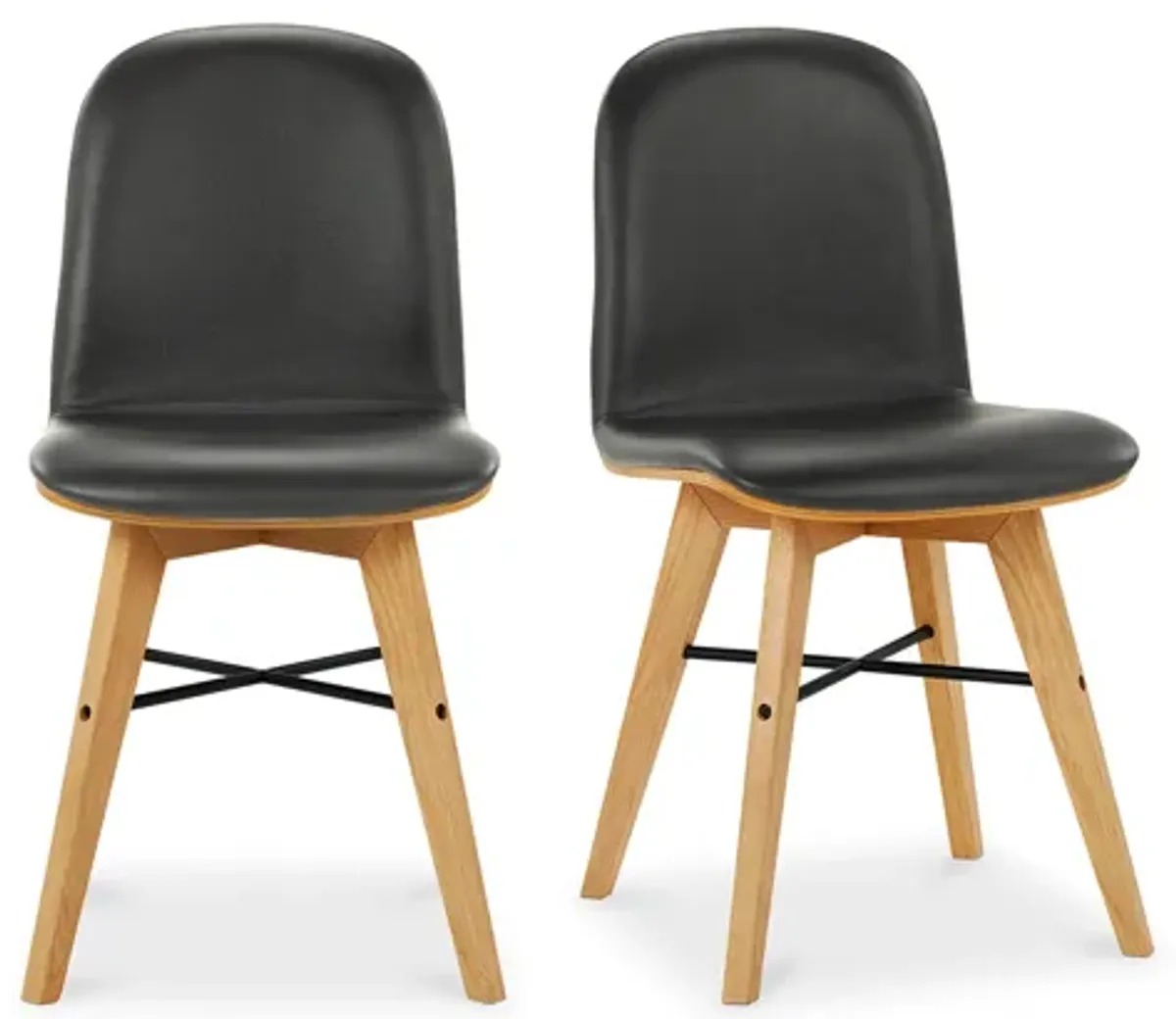 NAPOLI LEATHER DINING CHAIR BLACK-SET OF TWO