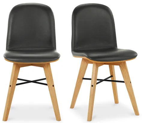 NAPOLI LEATHER DINING CHAIR BLACK-SET OF TWO