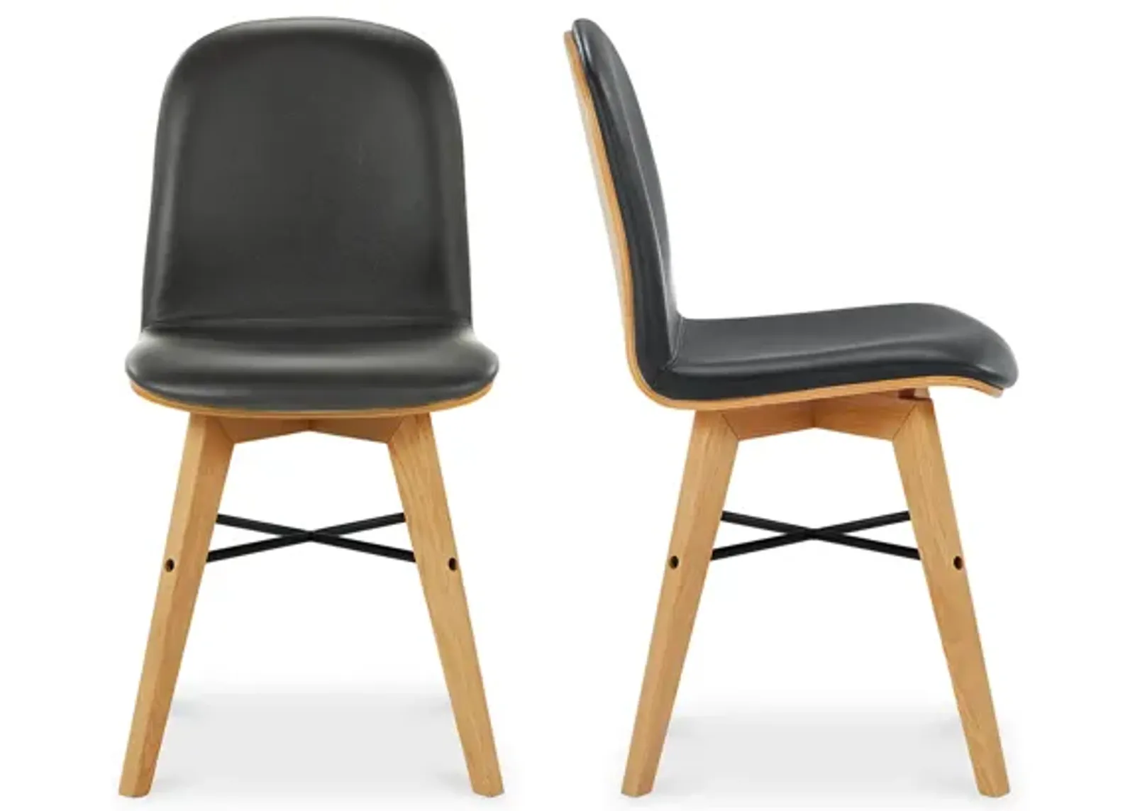 NAPOLI LEATHER DINING CHAIR BLACK-SET OF TWO