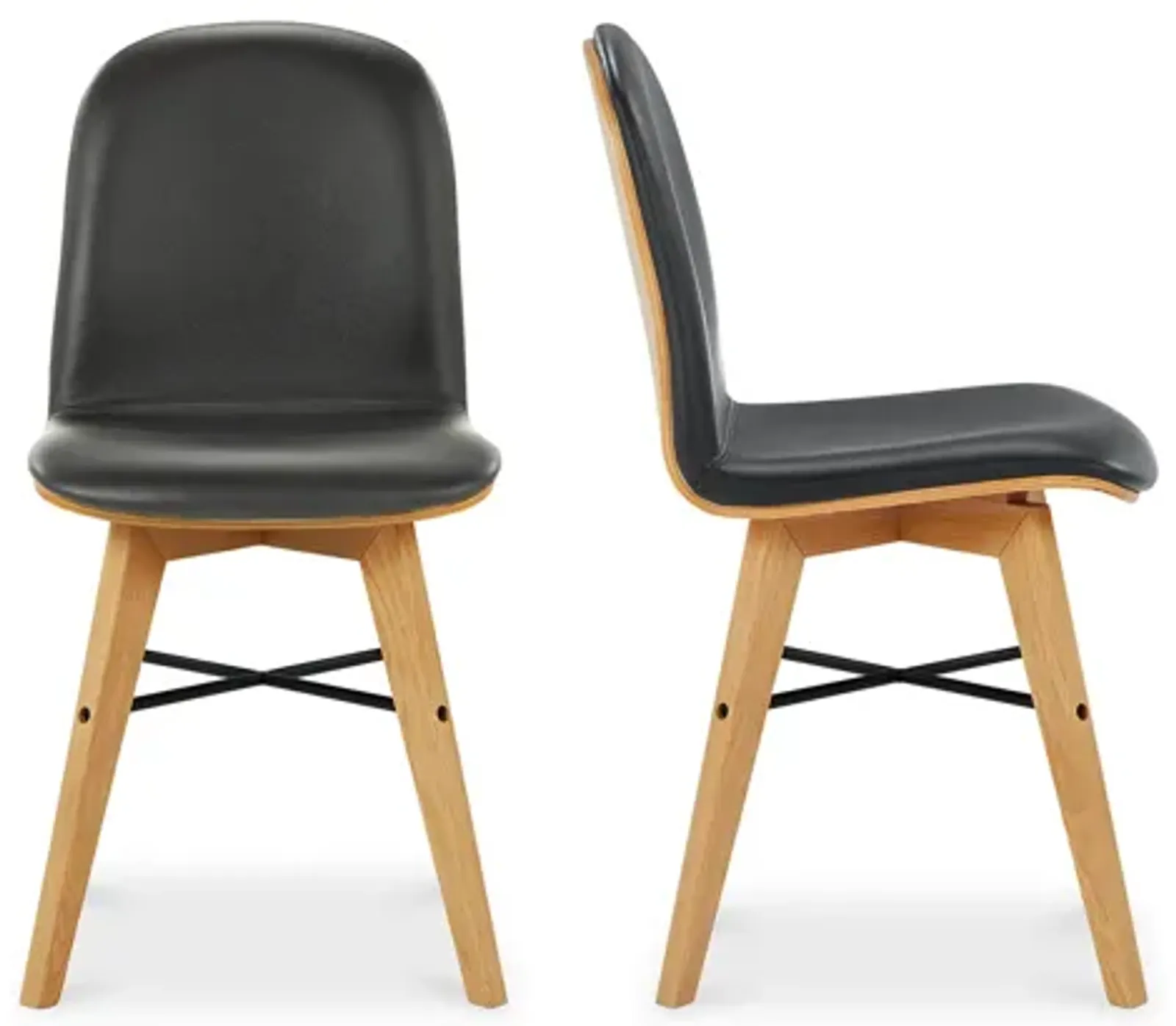 NAPOLI LEATHER DINING CHAIR BLACK-SET OF TWO