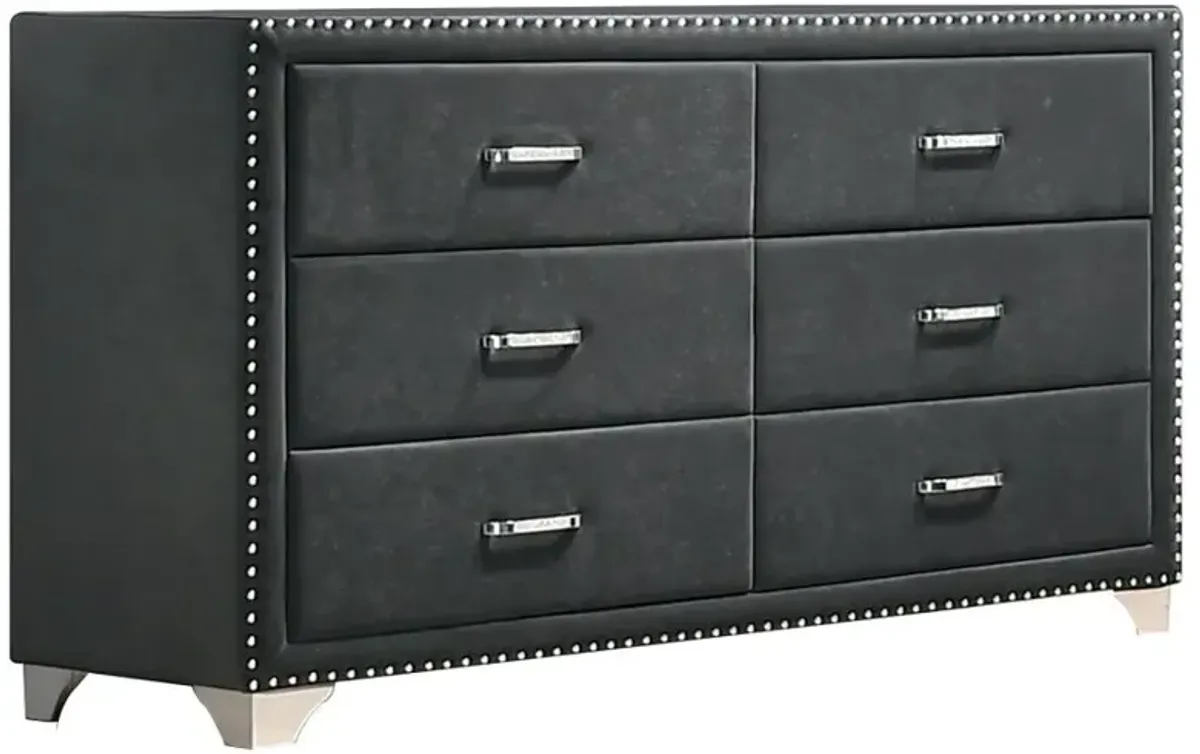 Melody 6-drawer Upholstered Dresser Grey