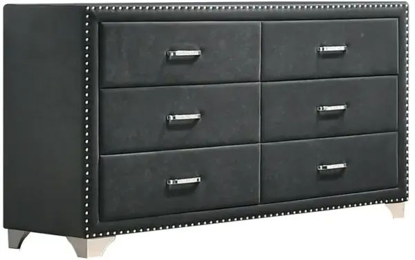 Melody 6-drawer Upholstered Dresser Grey
