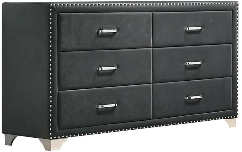 Melody 6-drawer Upholstered Dresser Grey