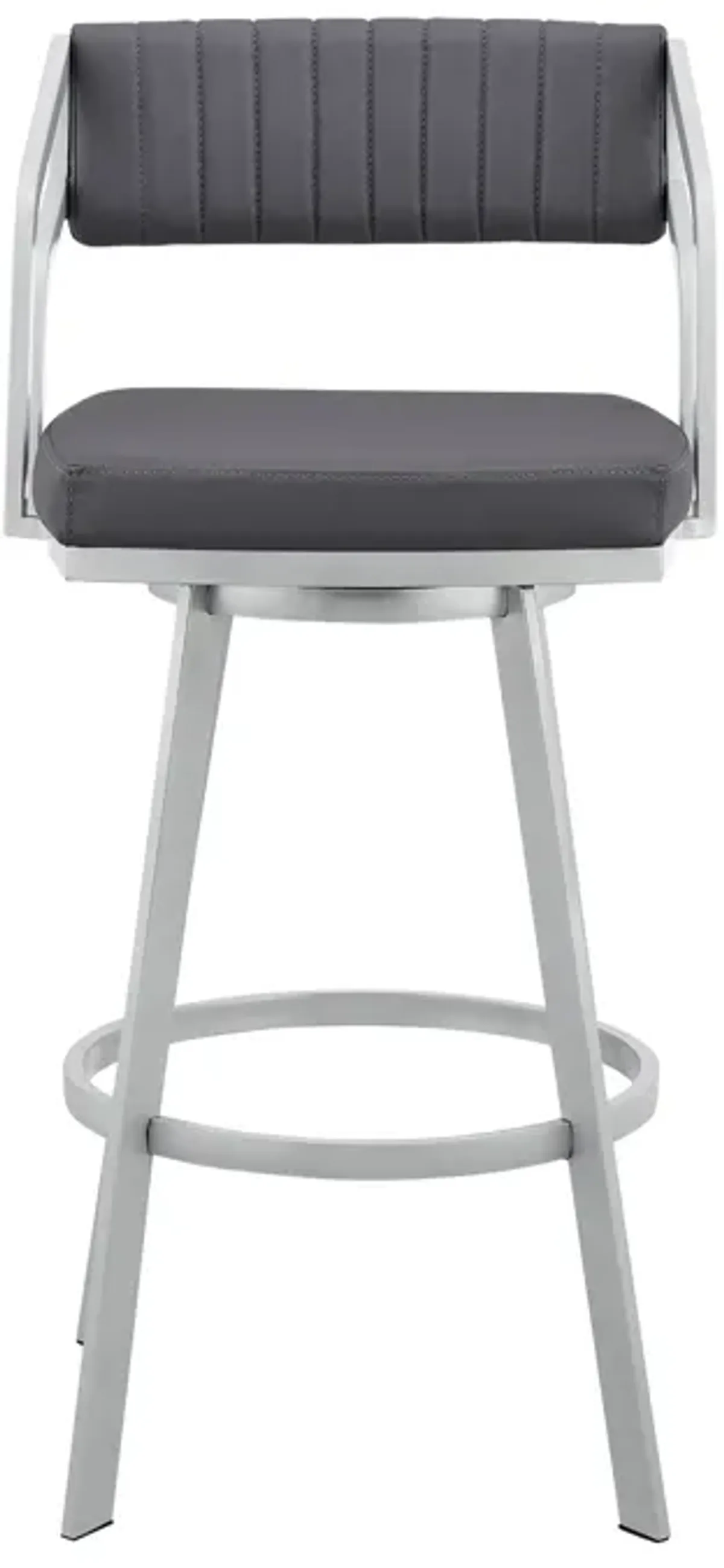 Scranton 30" Swivel Slate Grey Faux Leather and Silver Metal Bar Stool