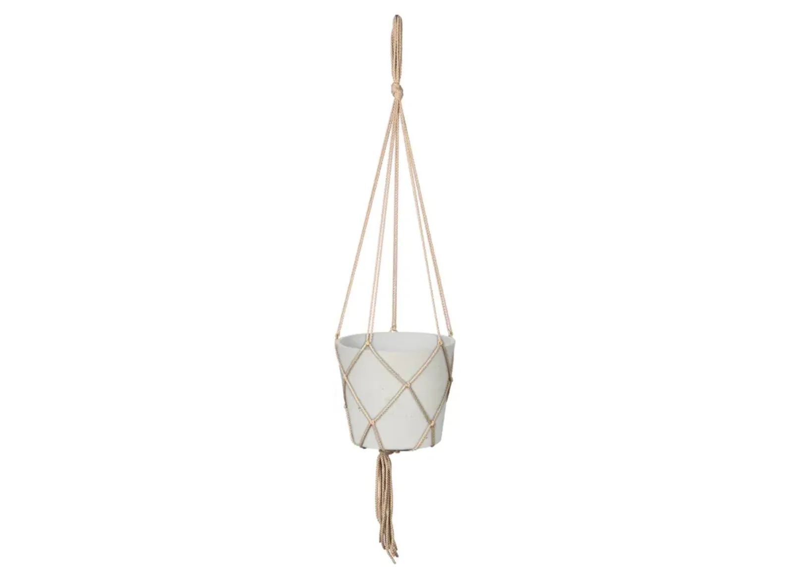 Craft Small Hanging Pot With Netting - White Wash