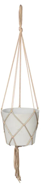 Craft Small Hanging Pot With Netting - White Wash