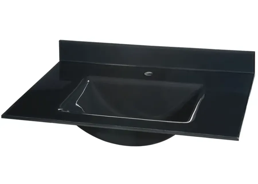 Glass Top - 25-inch with Rectangular Bowl - Black