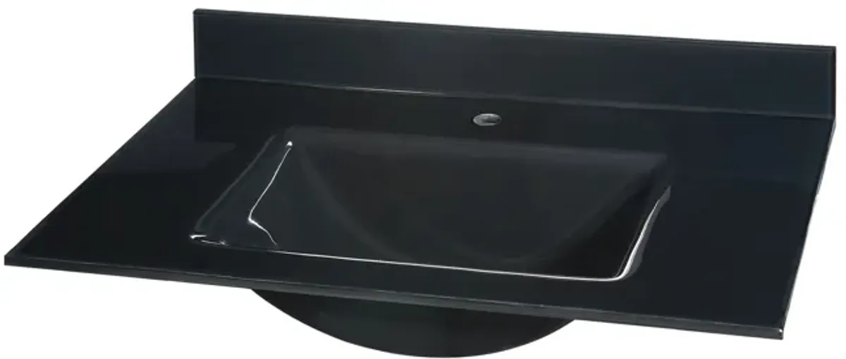 Glass Top - 25-inch with Rectangular Bowl - Black