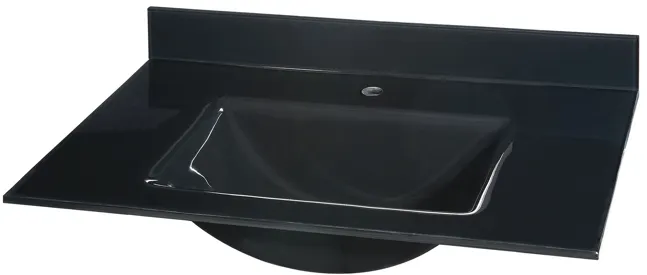 Glass Top - 25-inch with Rectangular Bowl - Black