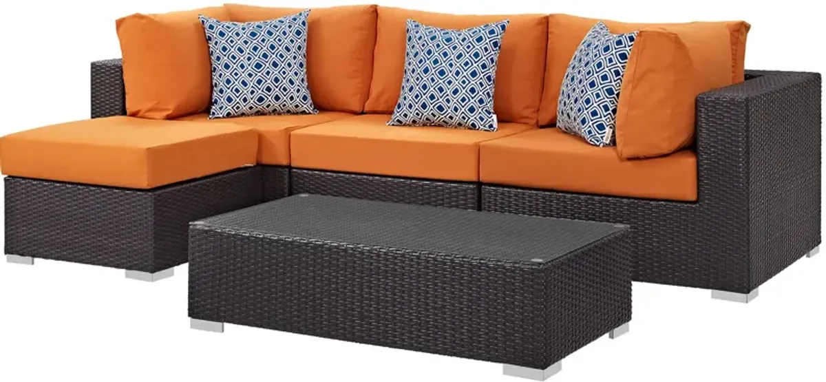 Convene 5 Piece Outdoor Patio Sectional Set