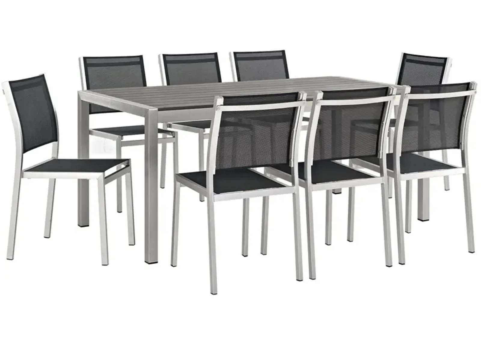 Shore 9 Piece Outdoor Patio Aluminum Dining Set