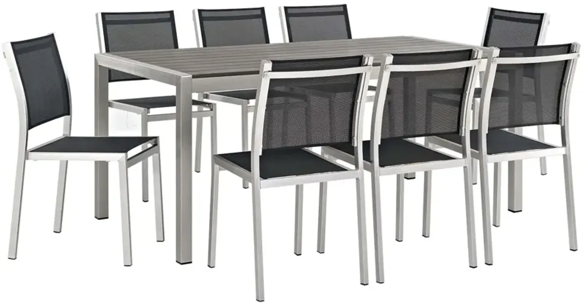 Shore 9 Piece Outdoor Patio Aluminum Dining Set