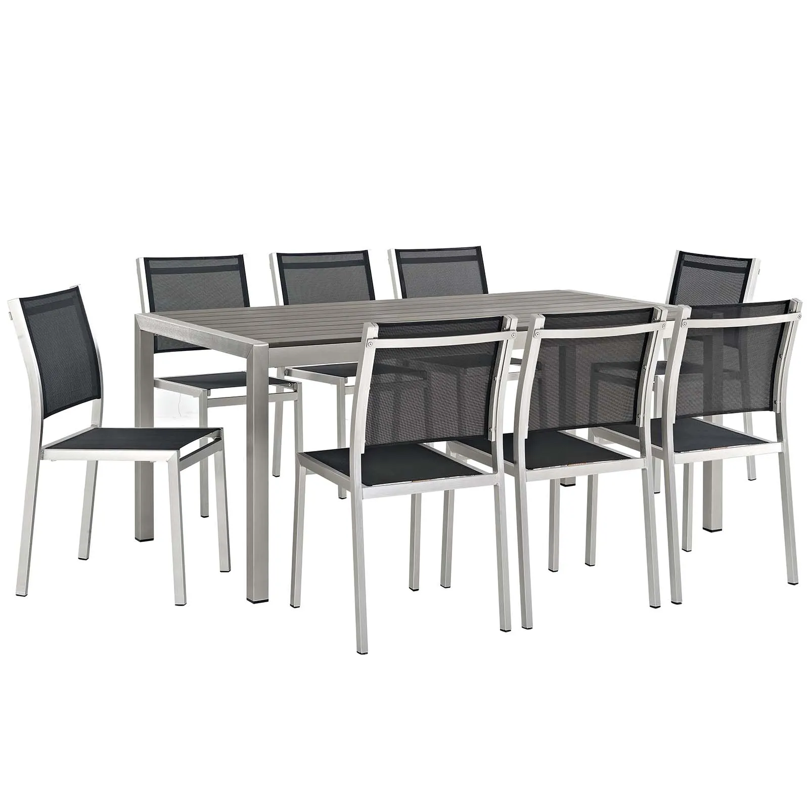 Shore 9 Piece Outdoor Patio Aluminum Dining Set