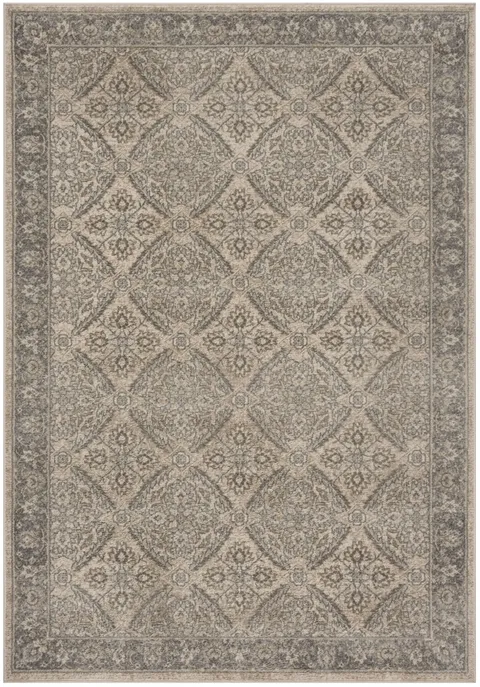 Brentwood 863 Cream / Grey 4' X 6' Small Rectangle Powerloomed Rug