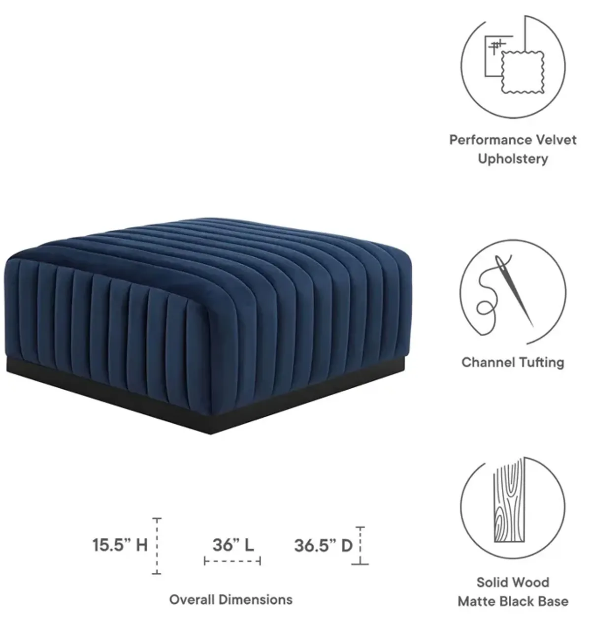 Conjure Channel Tufted Performance Velvet Ottoman