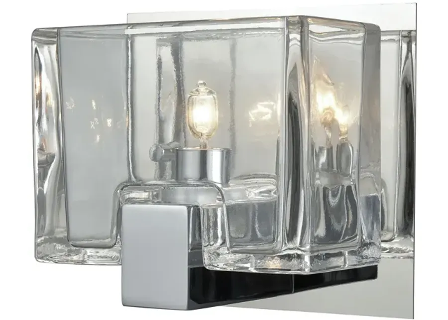 Ridgecrest 1-Light Vanity Sconce in Polished Chrome with Clear Cast Glass