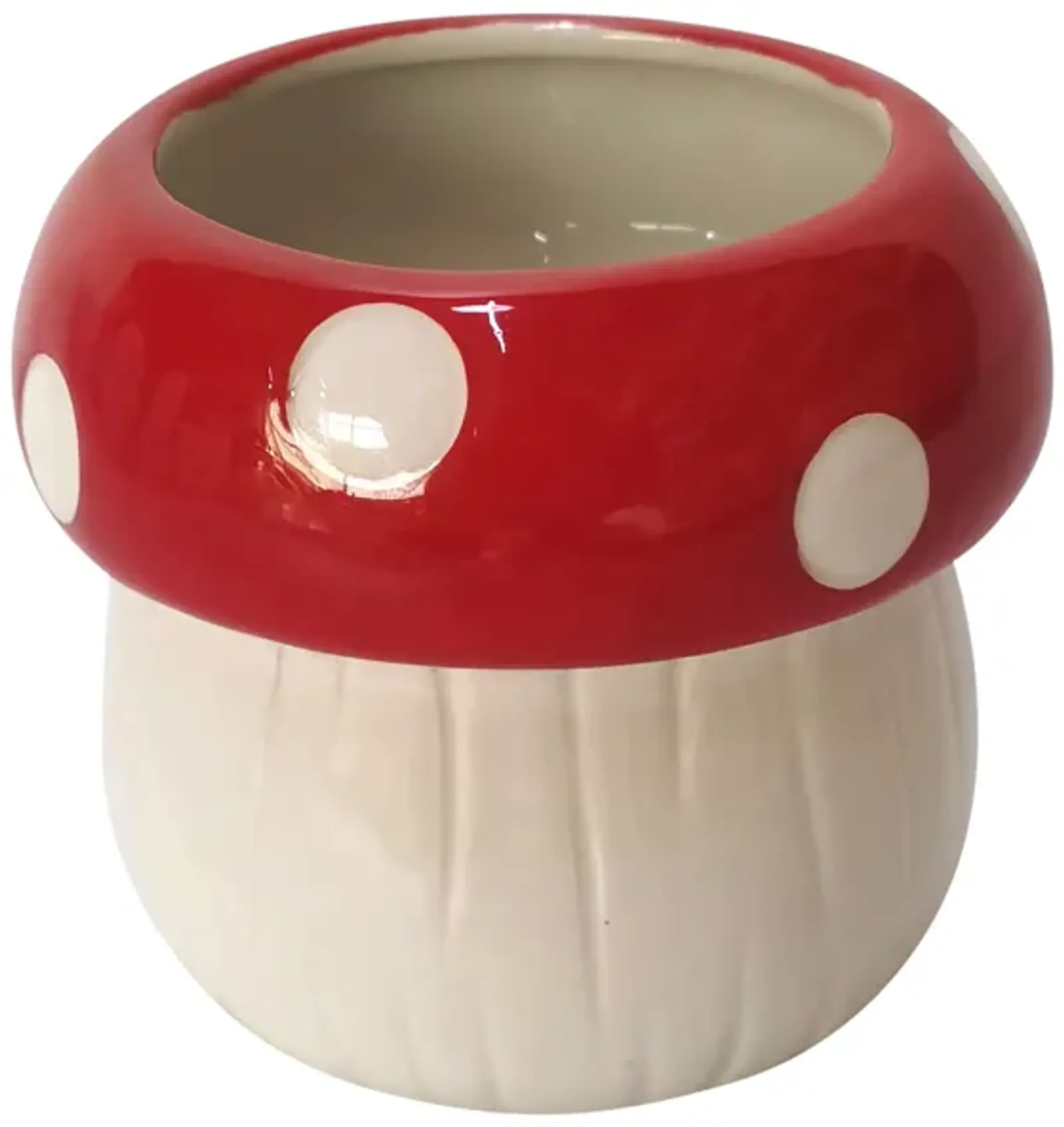 5" Mushroom Planter, White/red