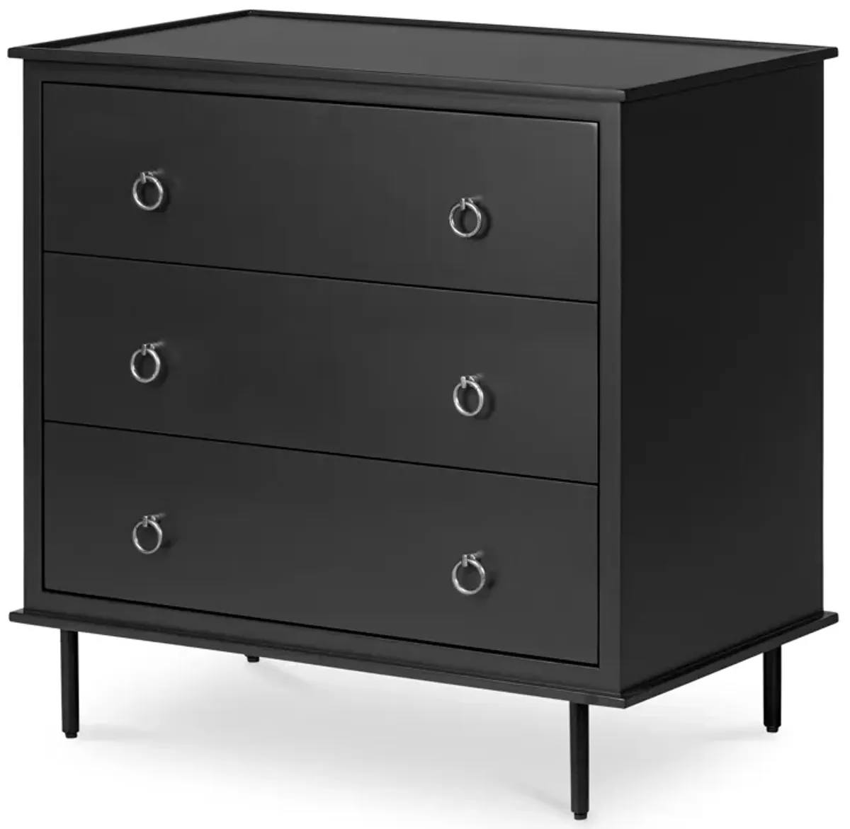 Reagan 3 Drawer Nightstand Black