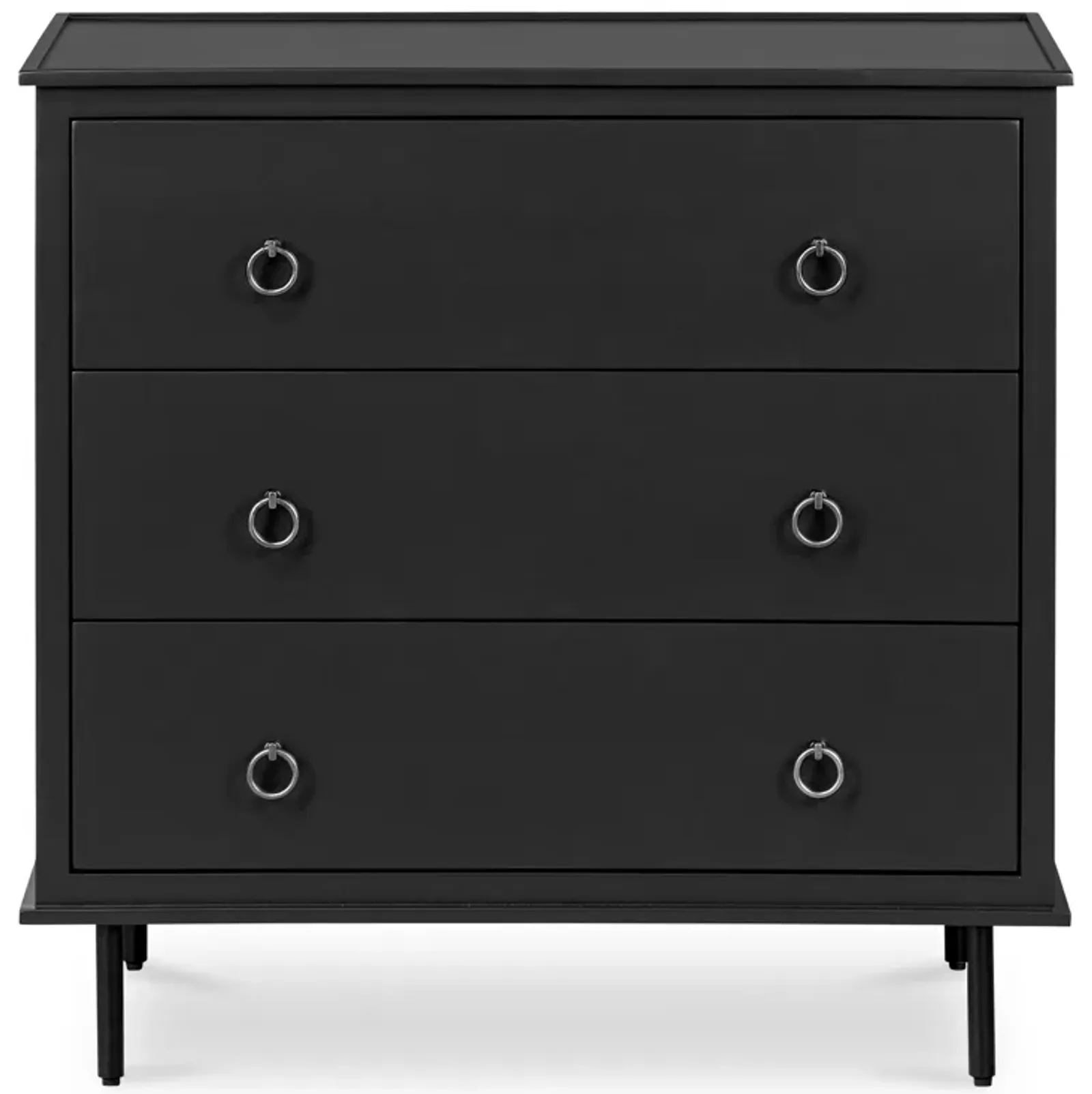 Reagan 3 Drawer Nightstand Black