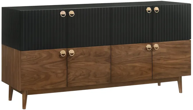 Amigo Black Veneer and Walnut Wood Buffet