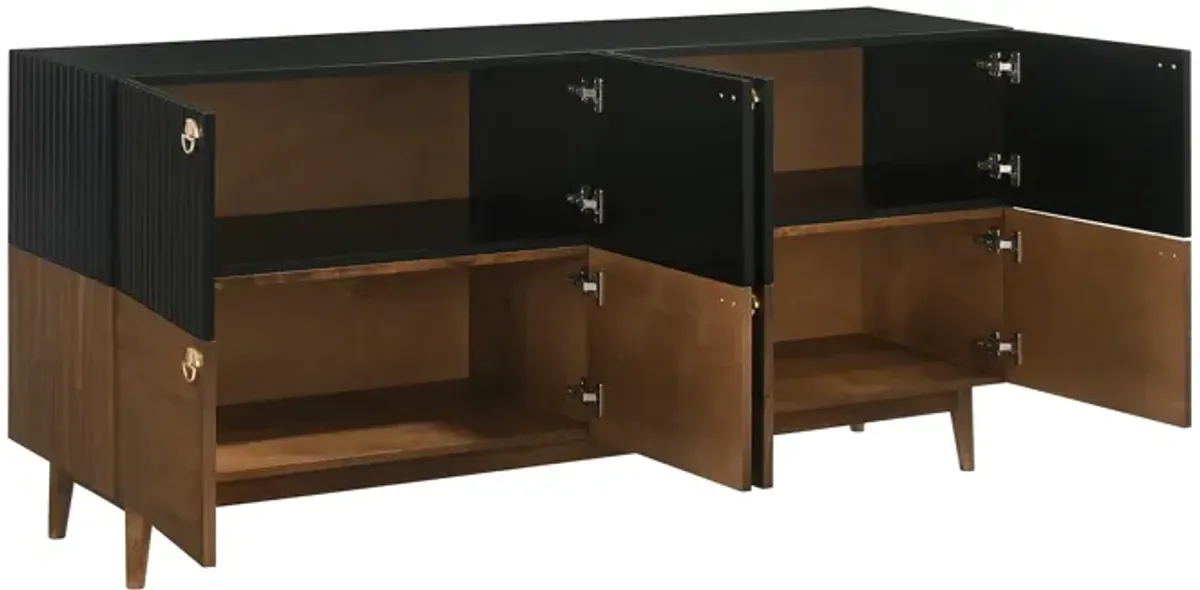 Amigo Black Veneer and Walnut Wood Buffet