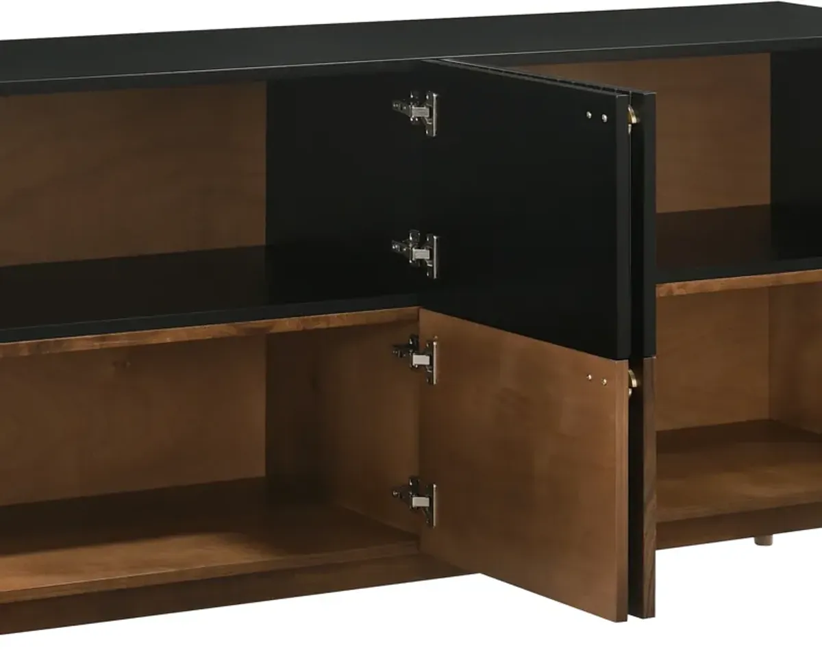 Amigo Black Veneer and Walnut Wood Buffet