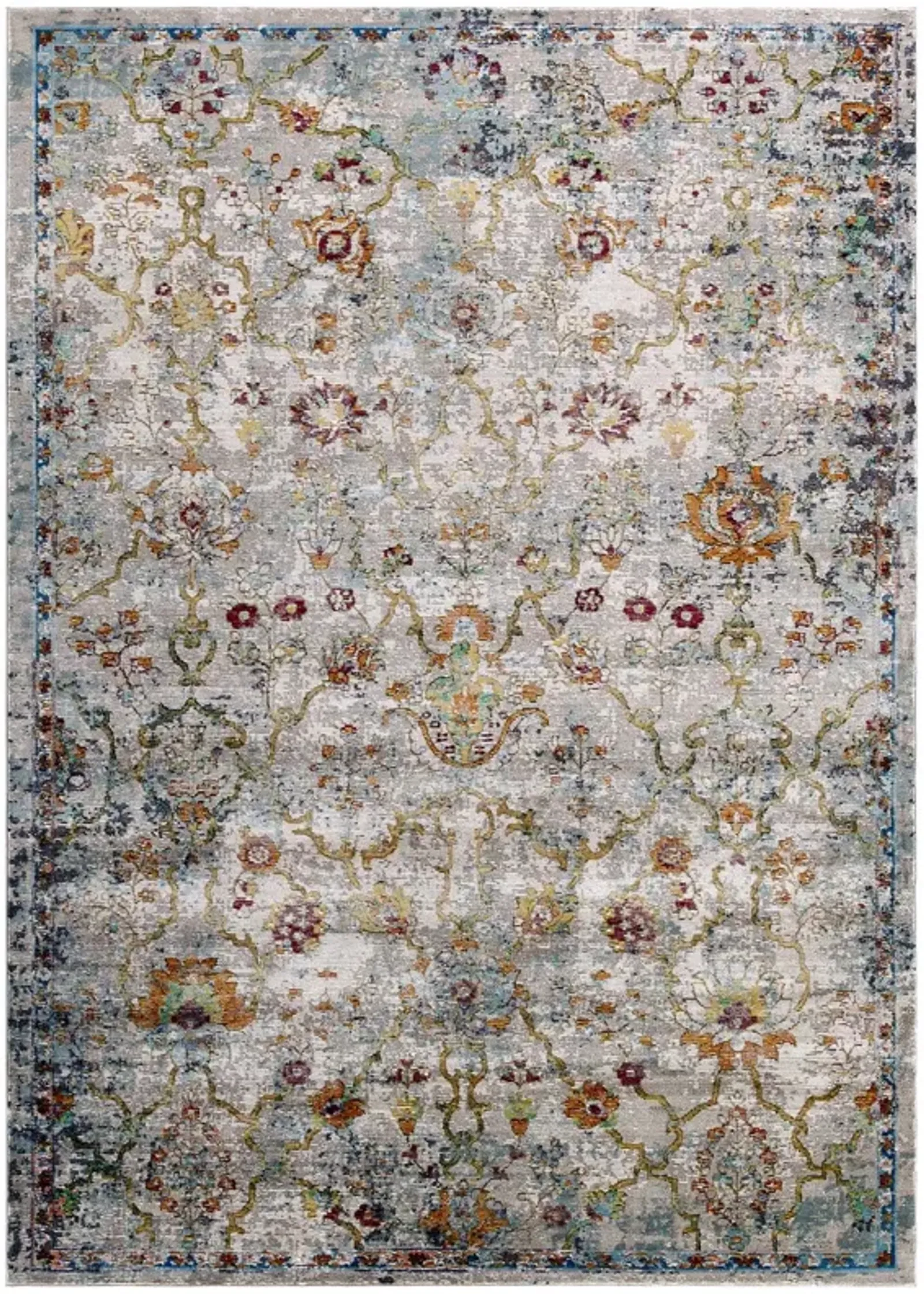 Success Manuka Distressed Vintage Floral Lattice 4x6 Area Rug