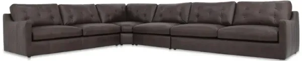 Thurlow 4 Piece Modular Sectional Espresso Brown Leather
