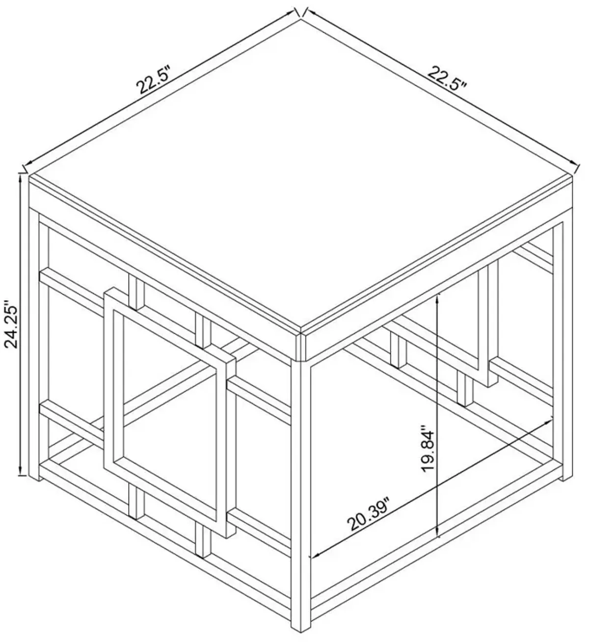 Dafina Geometric Frame Square End Table Chrome