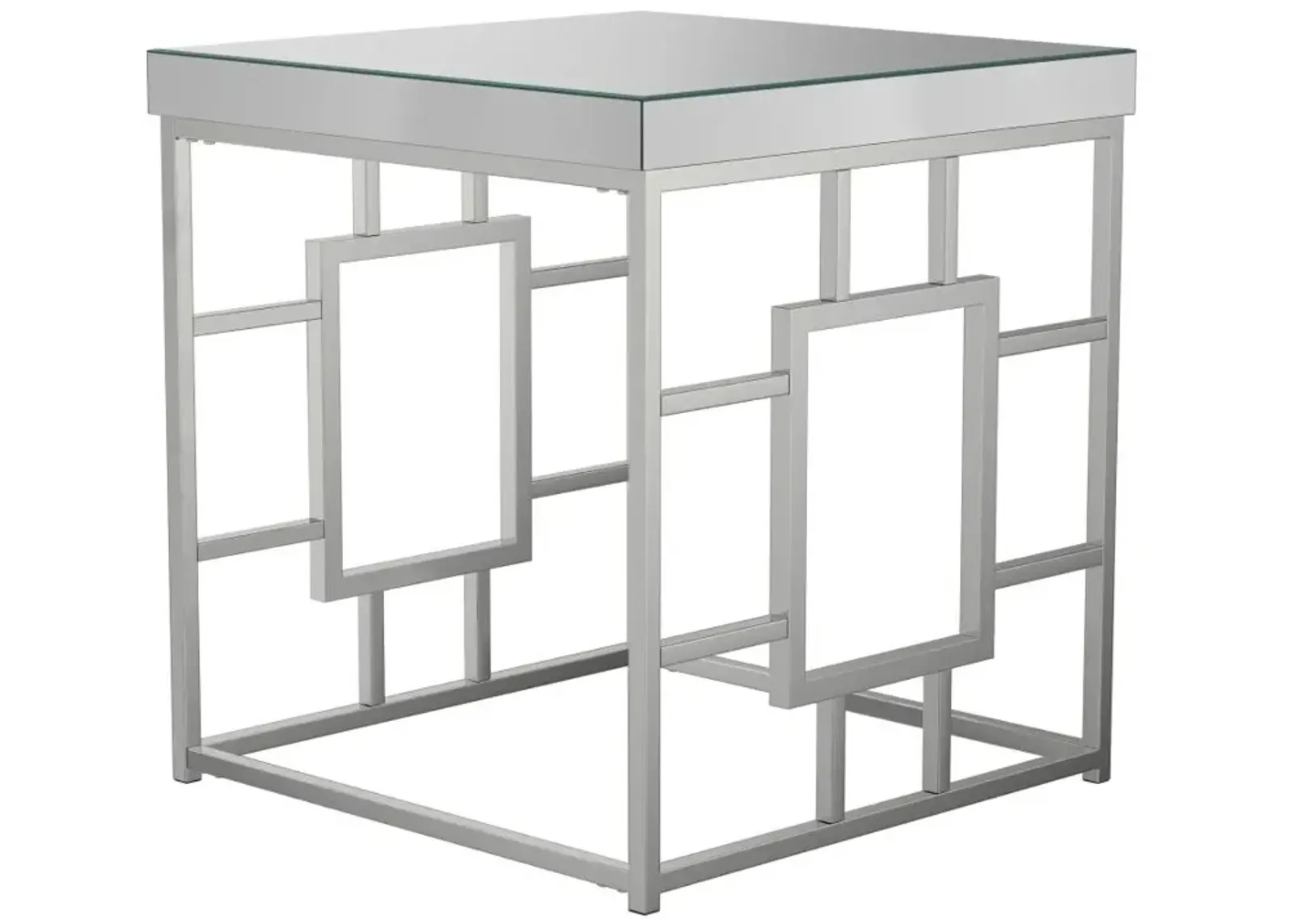 Dafina Geometric Frame Square End Table Chrome