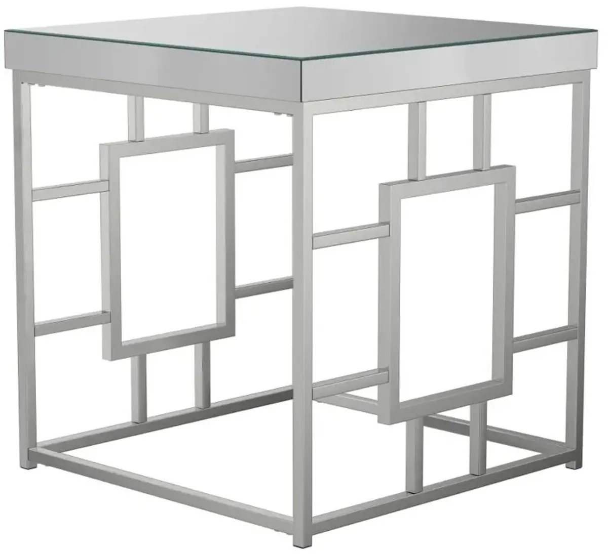 Dafina Geometric Frame Square End Table Chrome