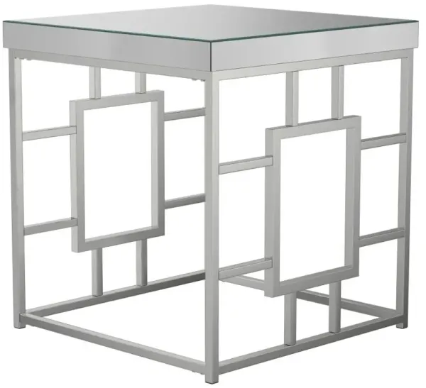 Dafina Geometric Frame Square End Table Chrome