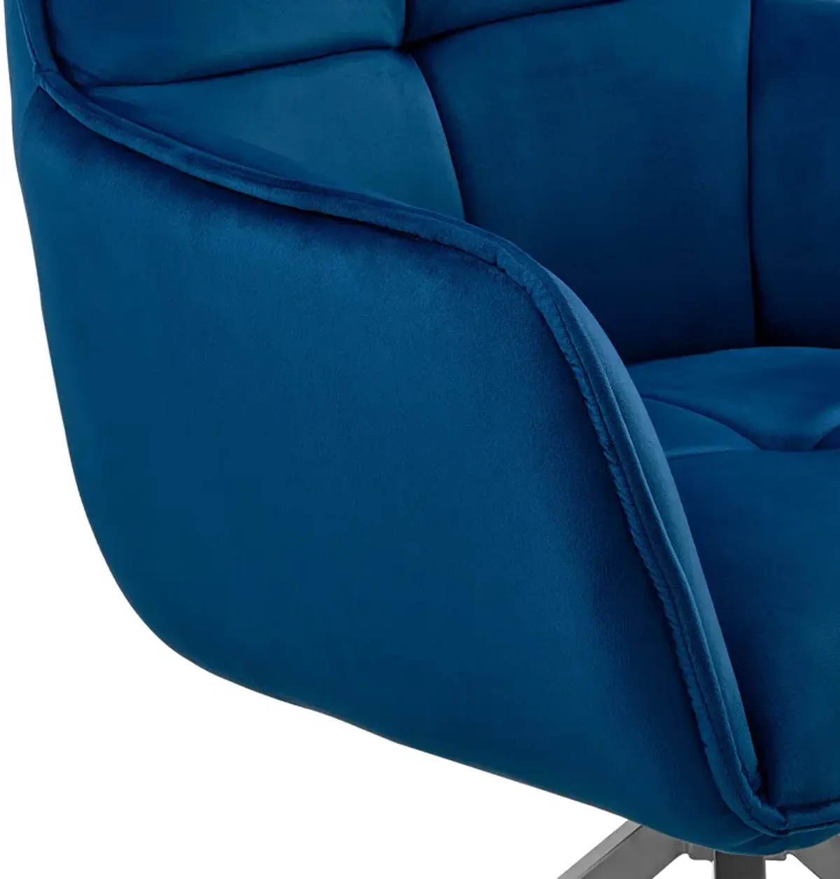 Noah Dining Room Accent Chair in Blue Velvet and Brushed Stainless Steel Finish