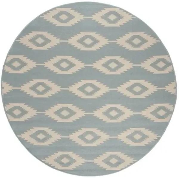 LINDEN 171 Collection LND171L-6R Cream / Aqua 6'-7" X 6'-7" Round