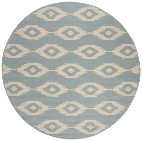 LINDEN 171 Collection LND171L-6R Cream / Aqua 6'-7" X 6'-7" Round