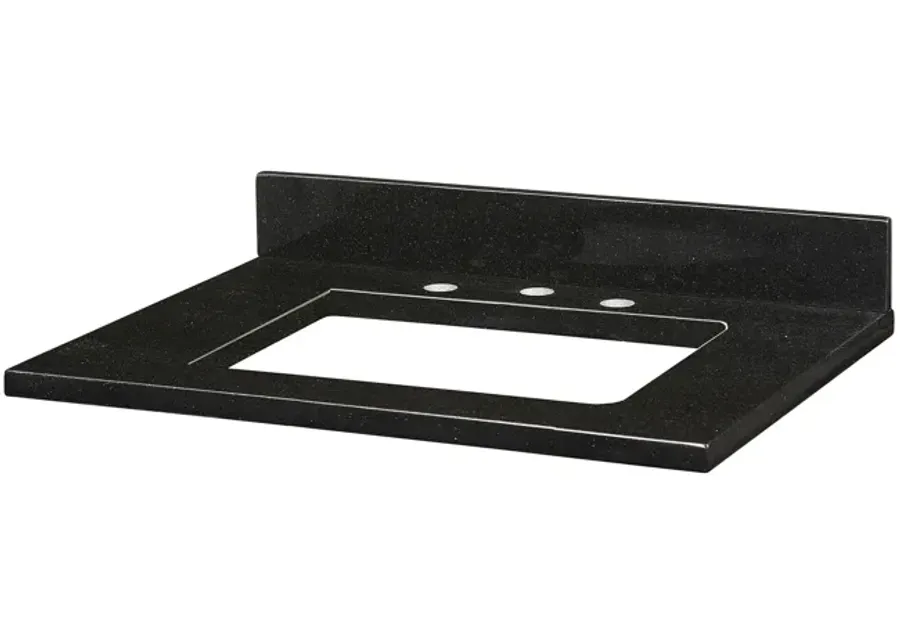 Stone Top - 25-inch for Rectangular Undermount Sink - Black Granite