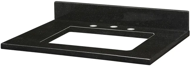 Stone Top - 25-inch for Rectangular Undermount Sink - Black Granite