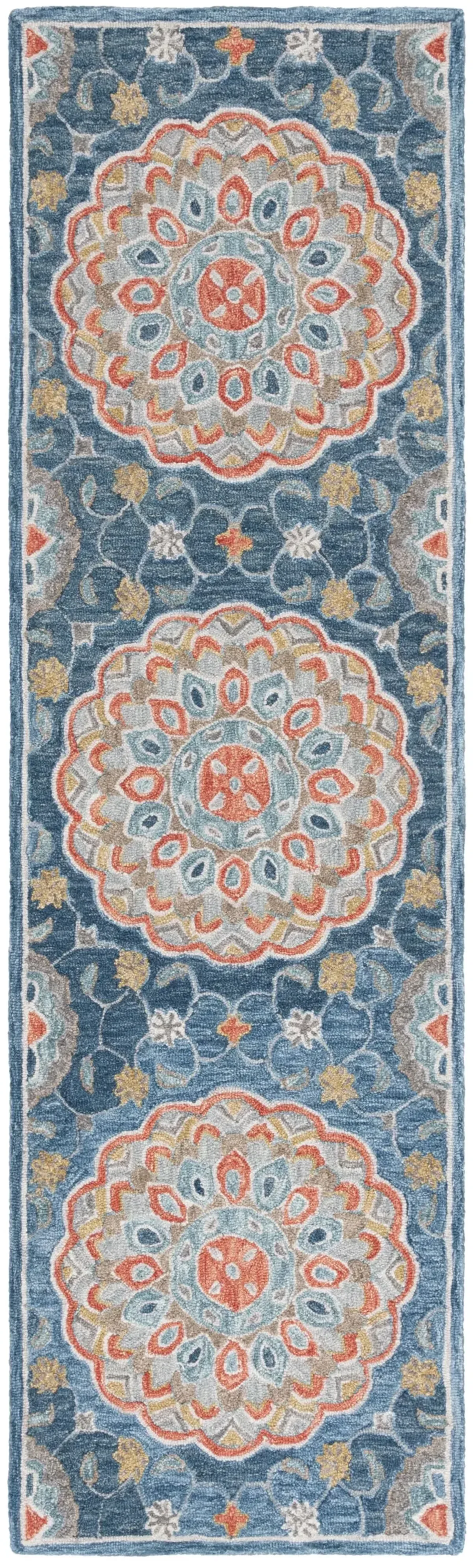 BLOSSOM 690 BLUE  2'-3' x 8' Runner Rug