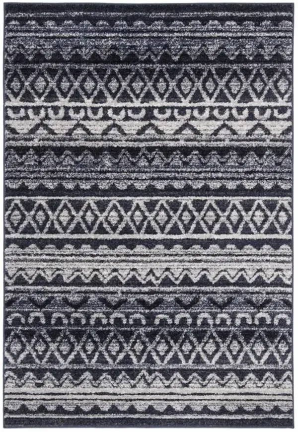 Adirondack Contemporary Ivory / Navy 2'-6" X 6' Powerloomed Rug