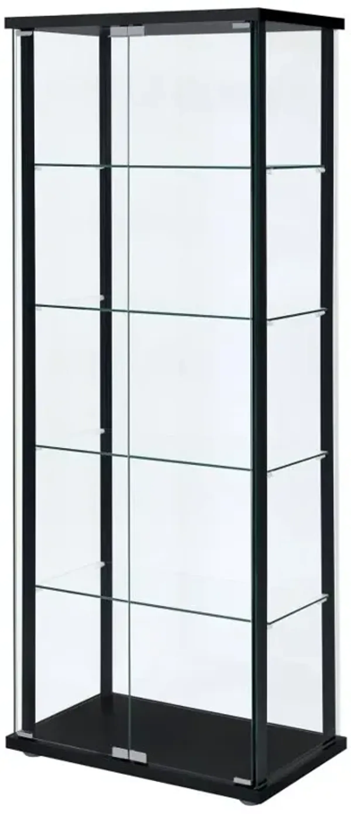 Delphinium 5-shelf Glass Curio Cabinet Black and Clear