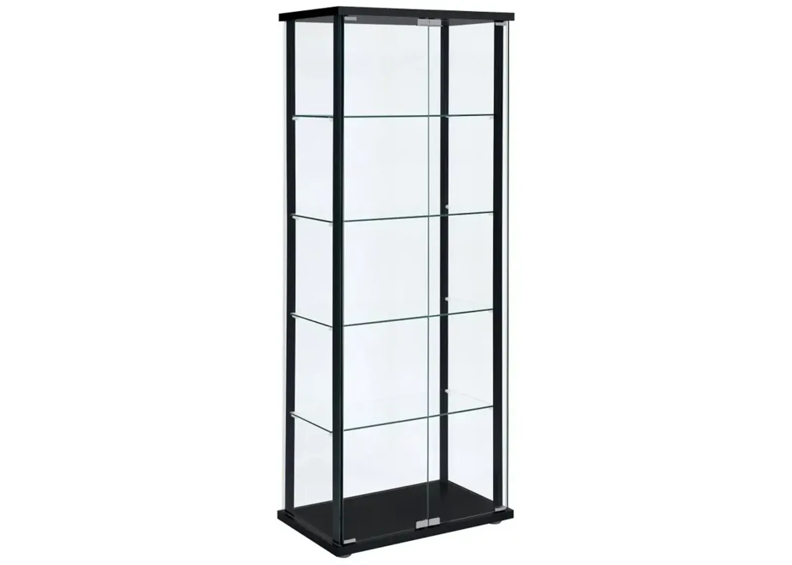 Delphinium 5-shelf Glass Curio Cabinet Black and Clear