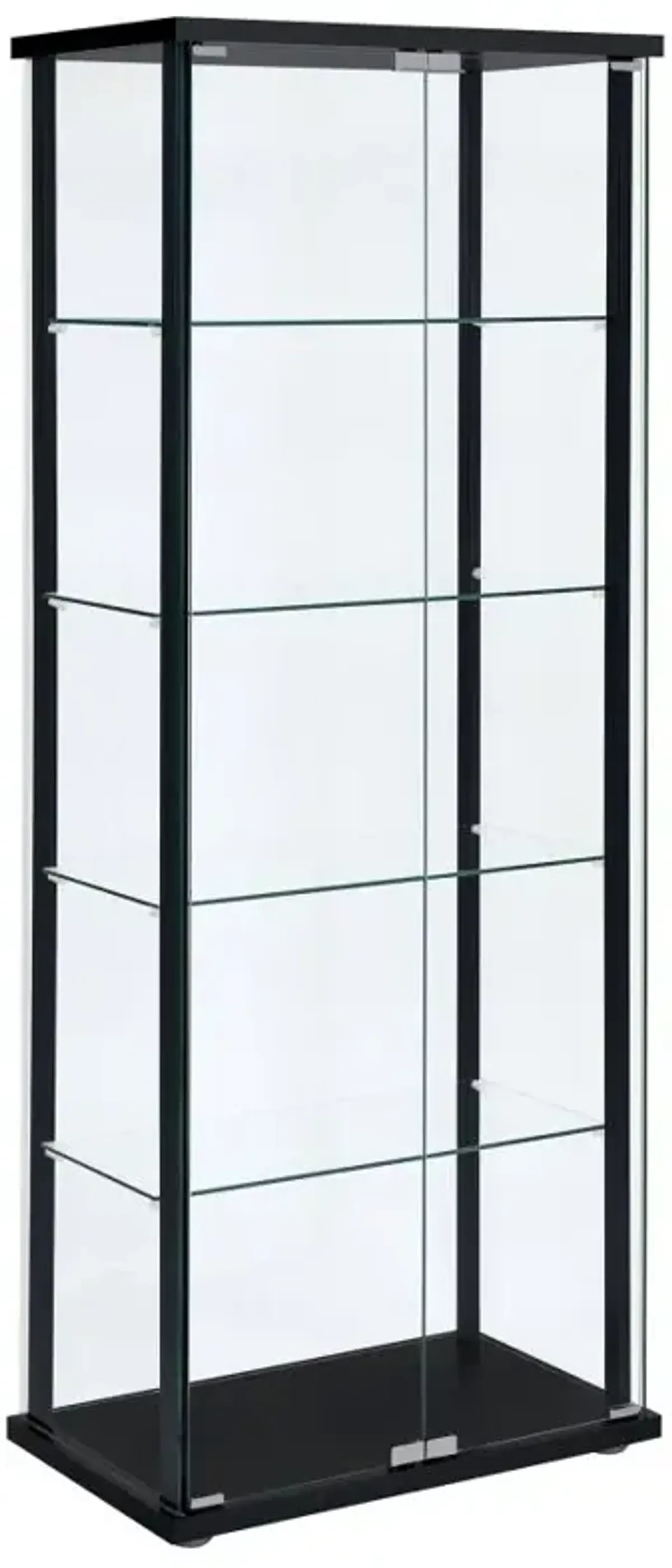 Delphinium 5-shelf Glass Curio Cabinet Black and Clear