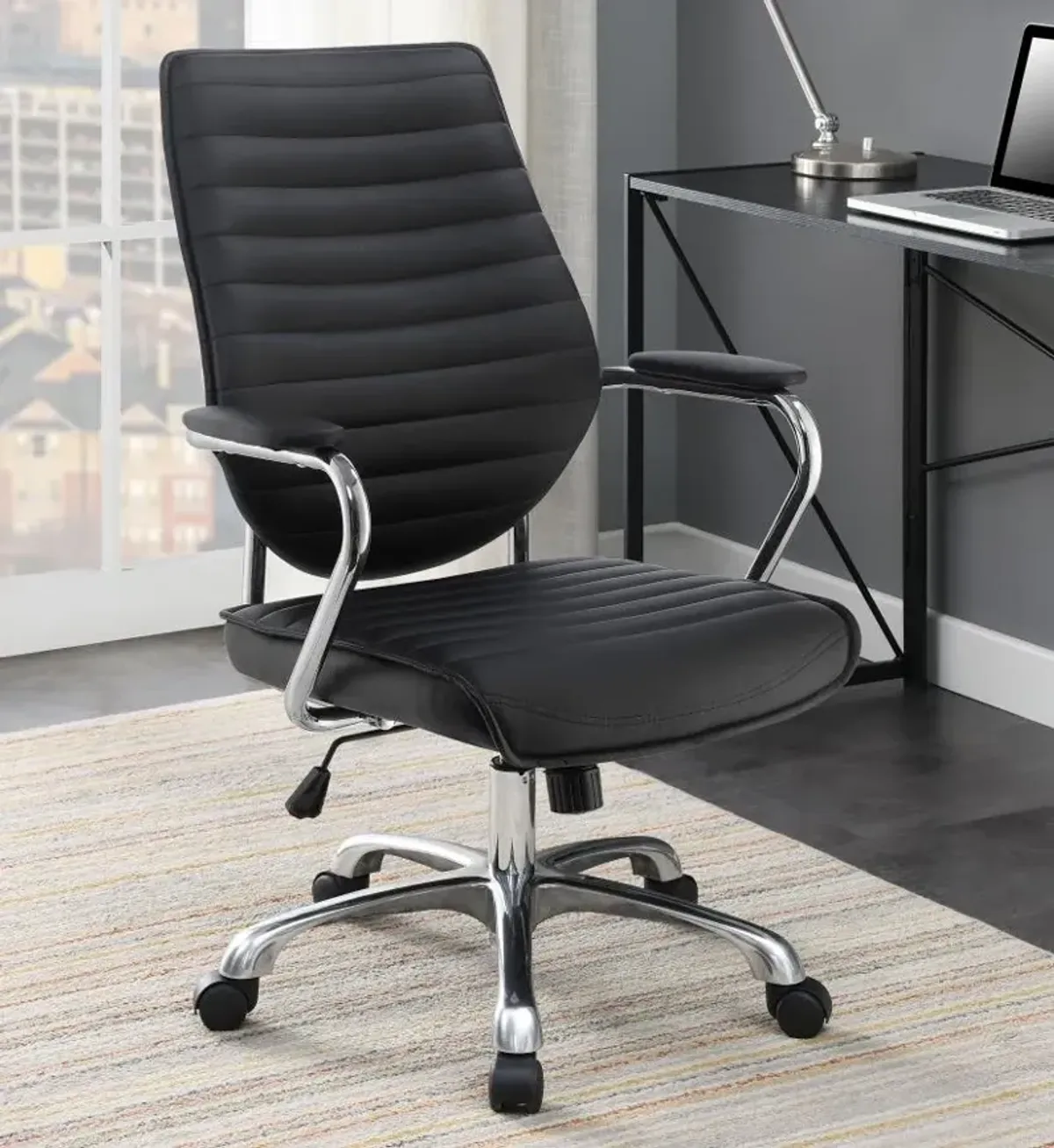 Chase High Back Office Chair Black and Chrome