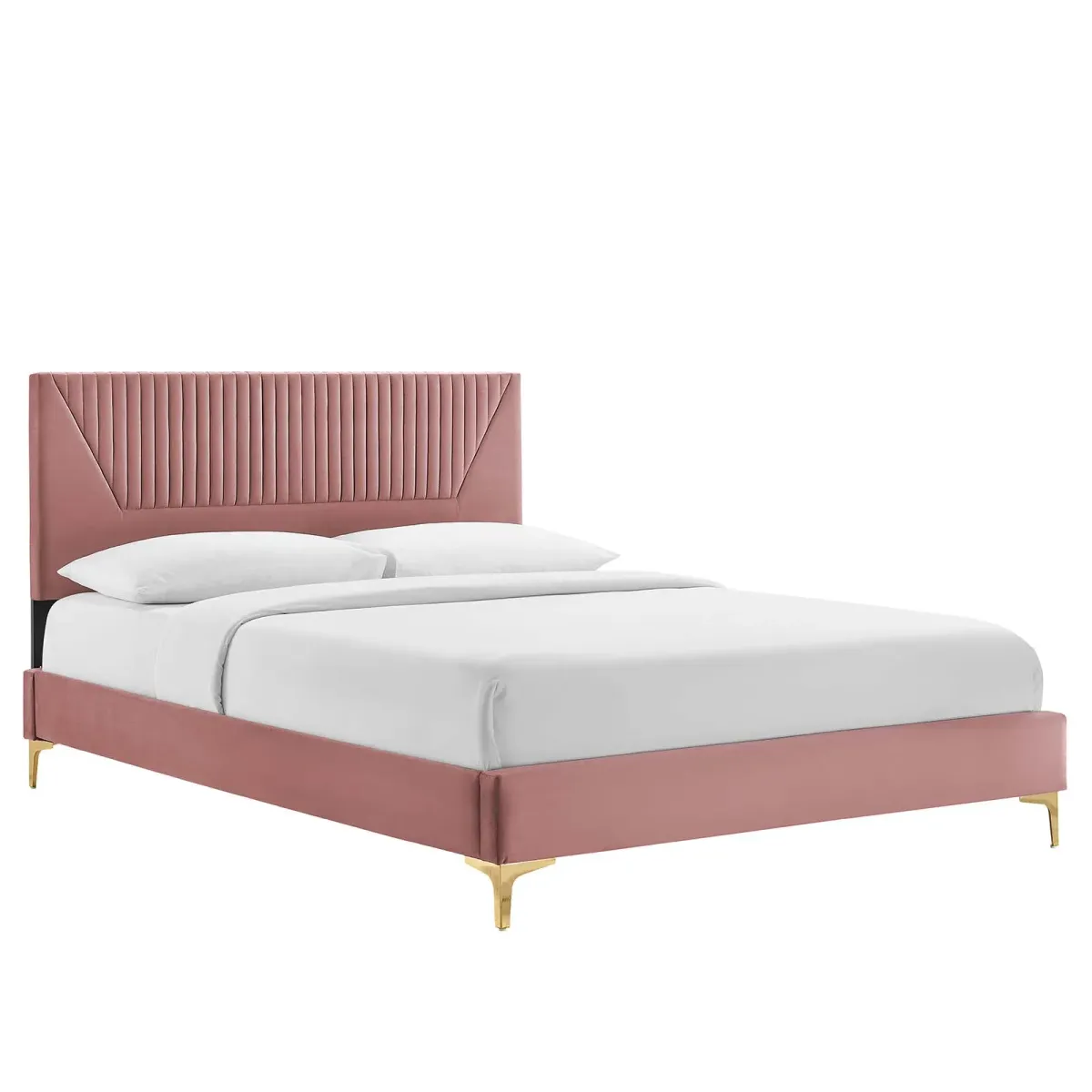 Yasmine Channel Tufted Performance Velvet Twin Platform Bed