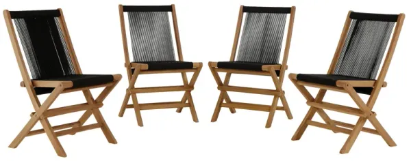 Vienna Outdoor Patio Teak and Rope Folding Chairs Set of 4 by Modway