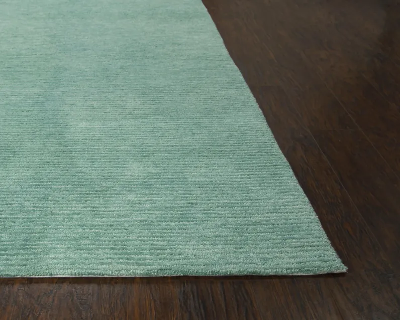 Mason Park Aqua / Blue Solid/Tone on Tone Recycled Polyester 8'6" x 11'6" Rectangle Rug