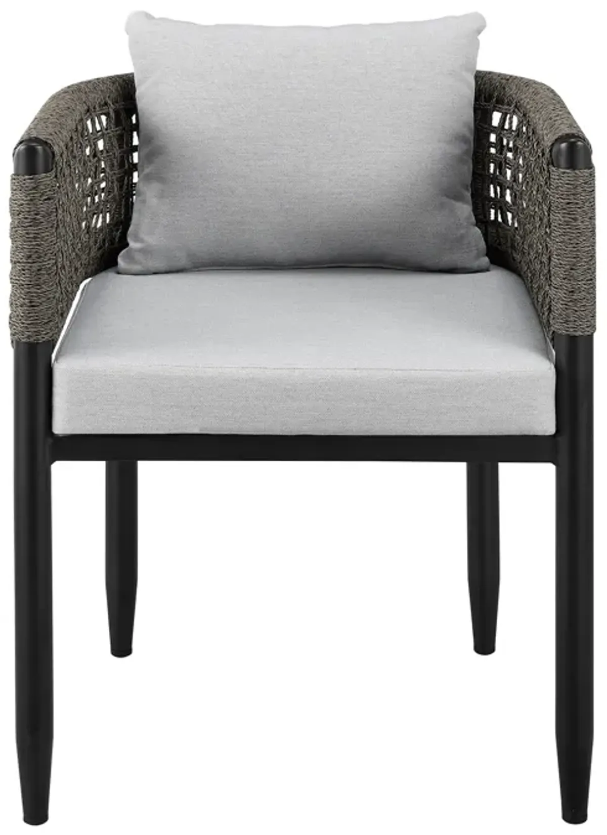 Felicia Outdoor Patio Dining Chair in Aluminum with Gray Rope and Cushions - Set of 2