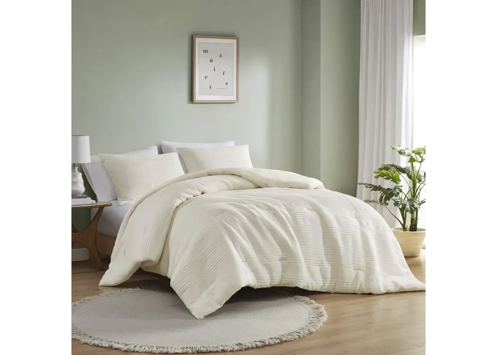 Urban Habitat Wyatt Ivory 3 Piece Knitted Jersey Comforter Set